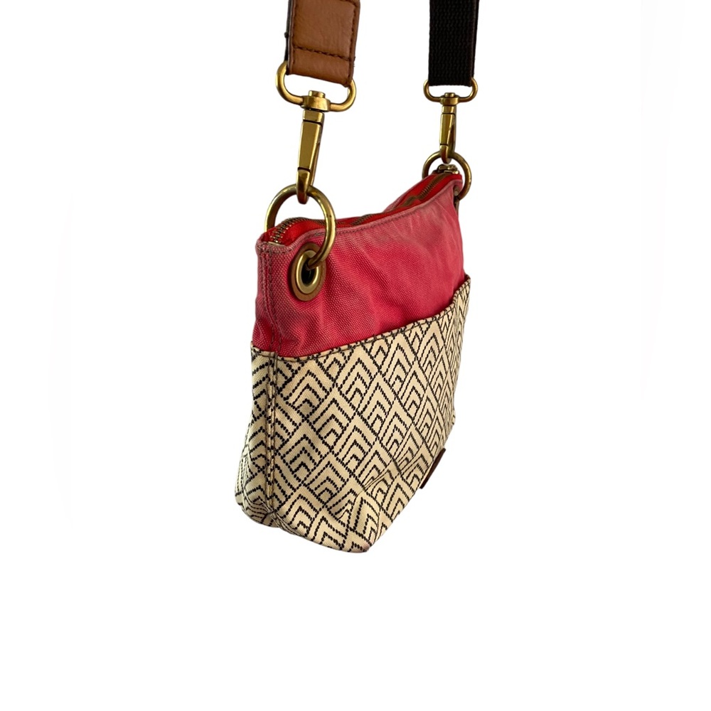 Fossil Boho Mixed Print Canvas Crossbody Purse Wi… - image 6